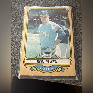 Vintage Baseball Card with Blue and Yellow Accents